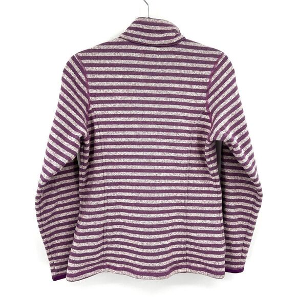 PATAGONIA Women's Purple White Striped Knit Half Zip Better Sweater Size Medium - Picture 2 of 6